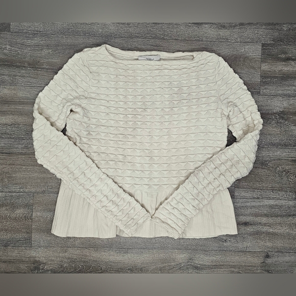 Pringle Tops - Pringle Of Scotland Merino Wool Textured Long Sleeve Sweater-Size Large